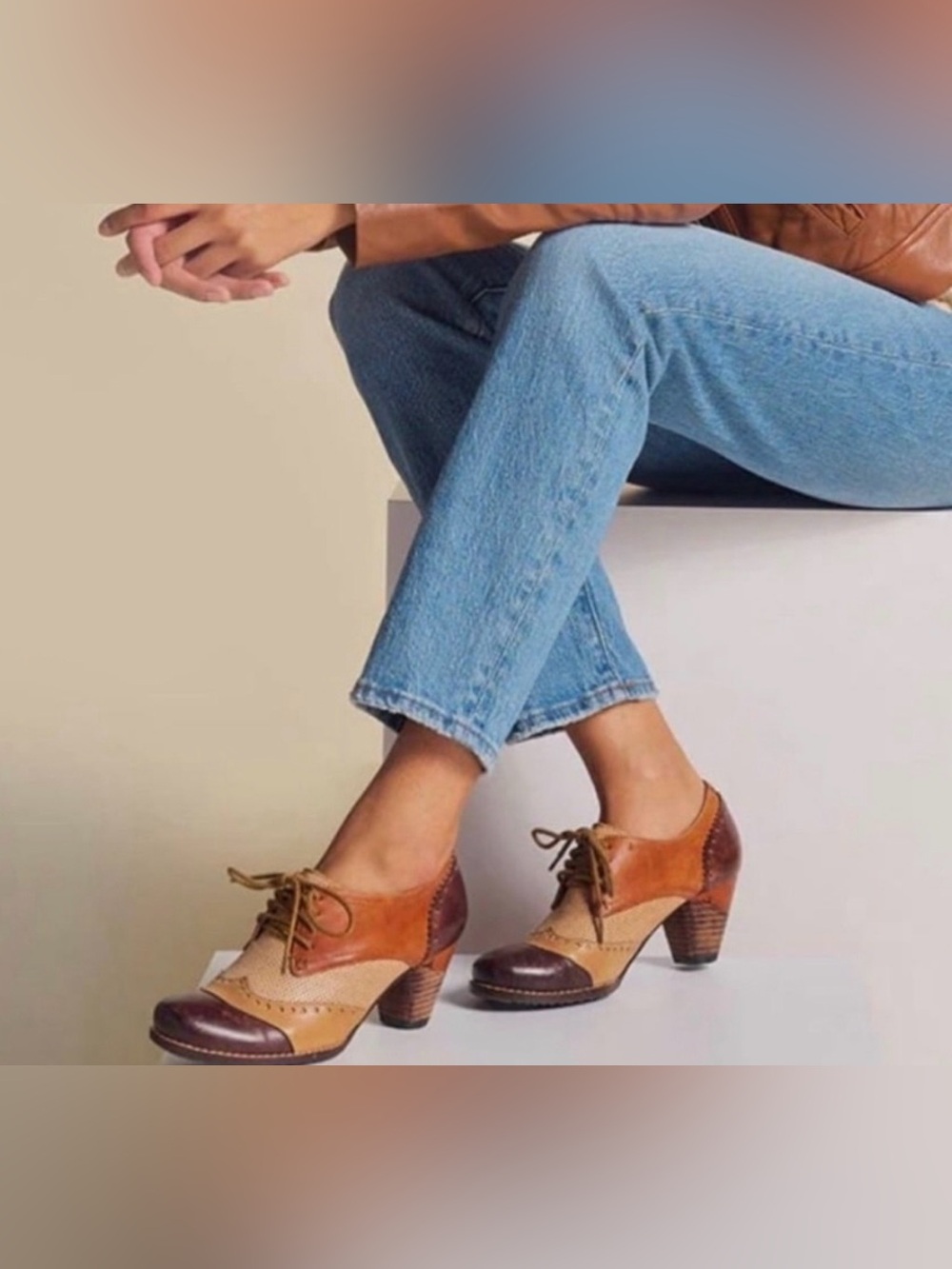 👜 L’Artiste Bardot Hand Painted Leather Oxford Heels Size 41 Lace‎ Up Derby 👜